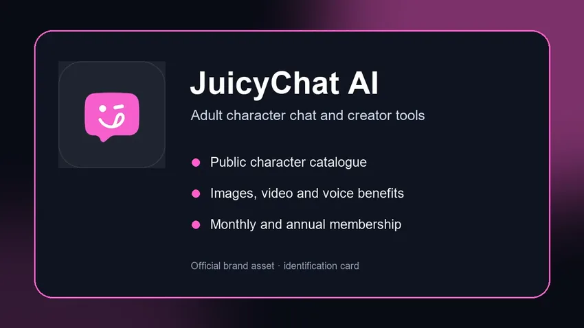JuicyChat AI identification card built from the official brand icon