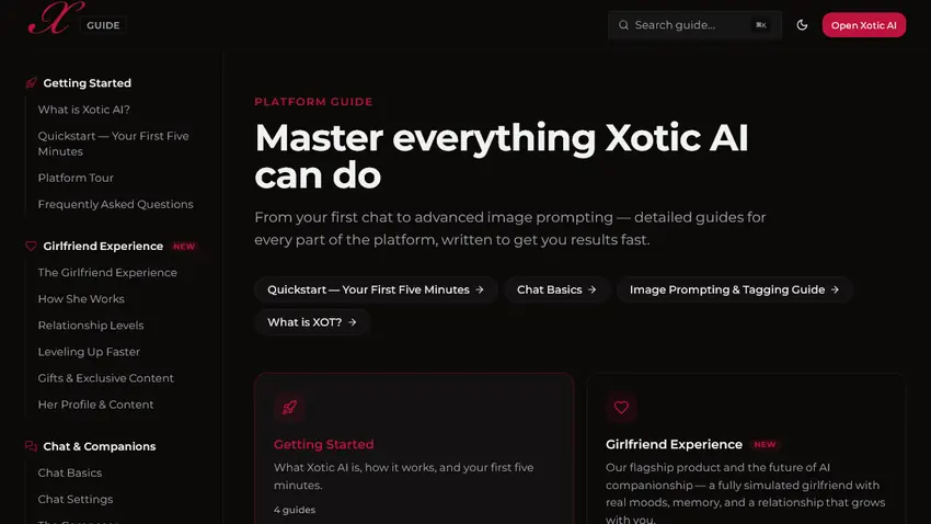 Xotic AI official platform guide for chat, companions and media tools